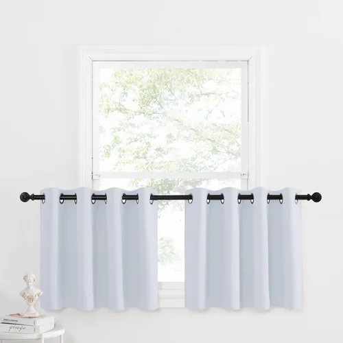Miniatura 232 de NICETOWN Cortinas opacas de cocina para ventana sobre el fregadero, aislamiento térmico, decoración del hogar, pequeños niveles opacos con ojales