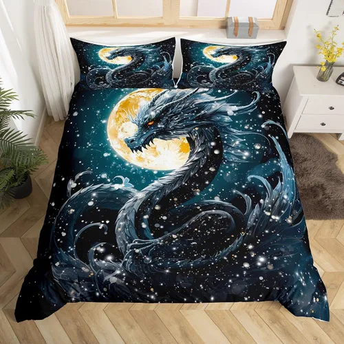 Miniatura 10 de Funda de edredón de gatos negros y blancos, juego de ropa de cama verde para niños, bonita funda de edredón de gatos para decoración de habitación