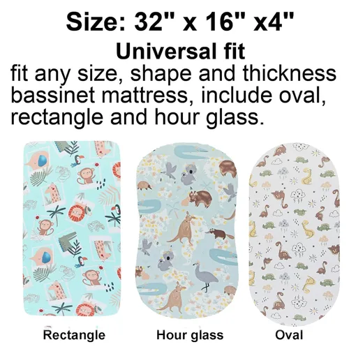 Miniatura 4 de Onacosht Sábanas de moisés para bebé, niño y niña, sábana bajera elástica transpirable universal para moisés, cuna de reloj de arena, almohadilla