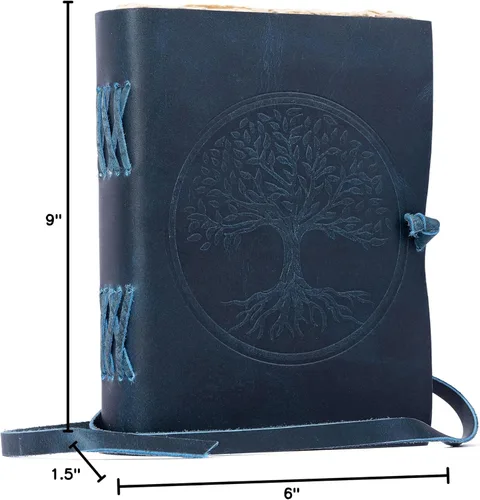 Miniatura 10 de Diario de cuero antiguo hecho a mano forrado con borde de Deckle Edge Vintage Paper Tree of Life Cuaderno de escritura diario para hombres
