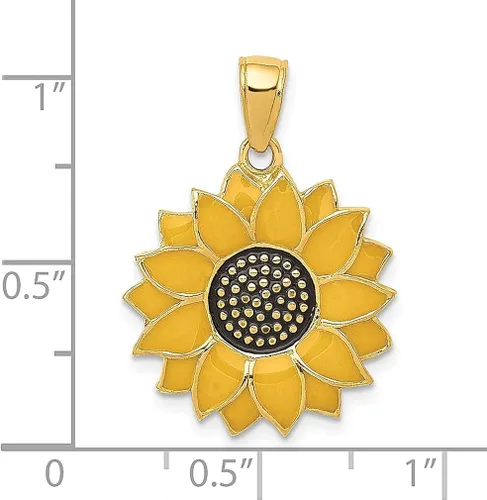 Miniatura 4 de Collar con dije de girasol esmaltado de oro amarillo de 14 quilates, joyería fina para mujer, regalos para ella, Esmalte