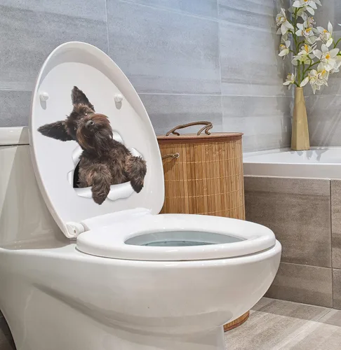 Miniatura 5 de Winston & Bear Lindas calcomanías de pared Schnauzer - Paquete de 2 calcomanías 3D para inodoro de perro, calcomanía para ventana de coche