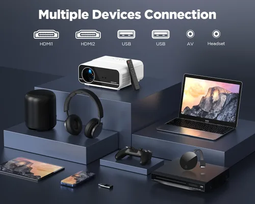 Miniatura 7 de Proyector DBPOWER 4K [Enfoque automático/Corrección de trapecio] con WiFi 5G y Bluetooth, 600 ANSI FHD nativo 1080P, proyector de películas al aire