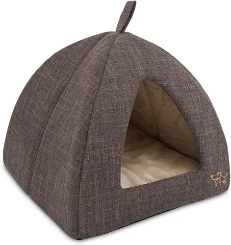 Miniatura 15 de Best Pet Supplies Casa para Perros Cama Alfombra de Jaula Carpa Interior Redonda Suave de Felpa para Razas Pequeñas, Medianas y Grandes - Beige
