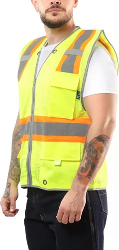 Miniatura 3 de Kolossus - Chaleco de seguridad - Alta visibilidad - Cinta reflectante - Múltiples bolsillos frontales - Chalecos amarillos para trabajos