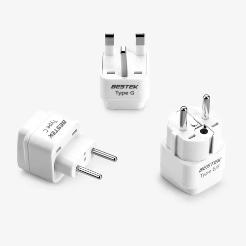 Miniatura 10 de BESTEK Adaptador de enchufe de viaje en todo el mundo, adaptador de enchufe de entrada dual de 100-250 V, adaptador universal de viaje todo en uno