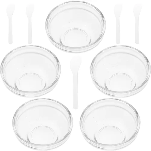 Miniatura 9 de Beaupretty Juego de 5 mascarillas faciales para mezclar cuencos y palitos, herramientas de belleza transparentes para máscaras faciales