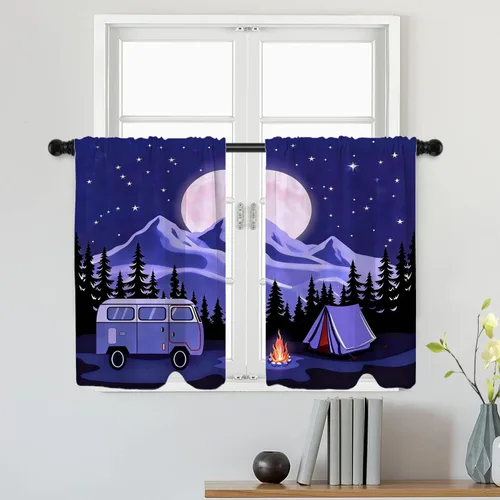 Miniatura 99 de Batmerry Silueta de hombre y niño, marco en forma de corazón con figuras, tratamiento de ventana, cortina corta de cocina multicapa de poliéster