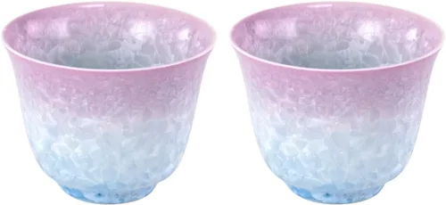 Miniatura 12 de Juego de 2 tazas de té pequeñas de porcelana de 4.2 onzas, juego de tazas de té japonesas moradas, tazas de té de cerámica para el hogar, fiesta