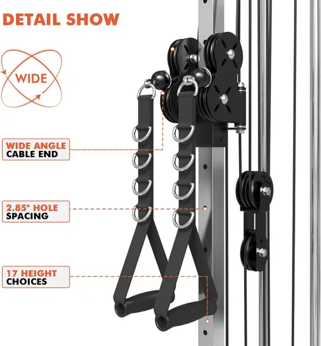 Miniatura 4 de Mikolo Wall Mount Cable Station, Cable Crossover Machine with Dual Pulley System and Adjustable Positions for Home Gym Fitness Equipment Dorado