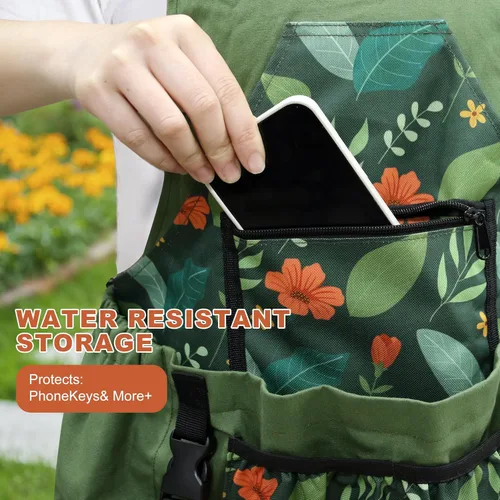 Miniatura 5 de Gardening Apron with Quick Release Pockets for Women and Men, Water Resistant Picking Pouch Verde