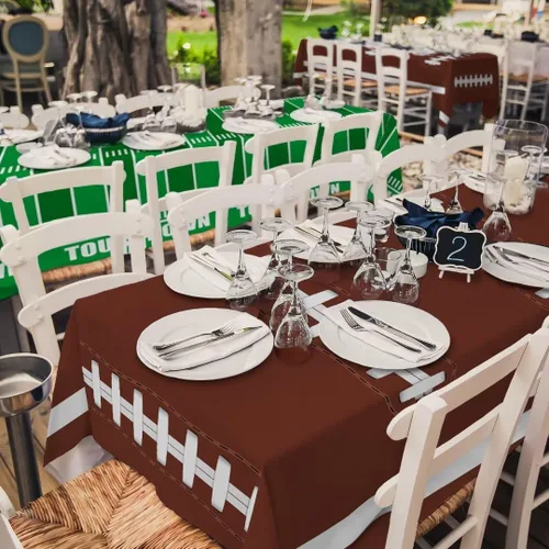 Miniatura 8 de Gatherfun kit de suministros para fiesta de fútbol, para 24 comensales, incluye platos para cena, servilletas para postre, vasos, pancarta y mantel