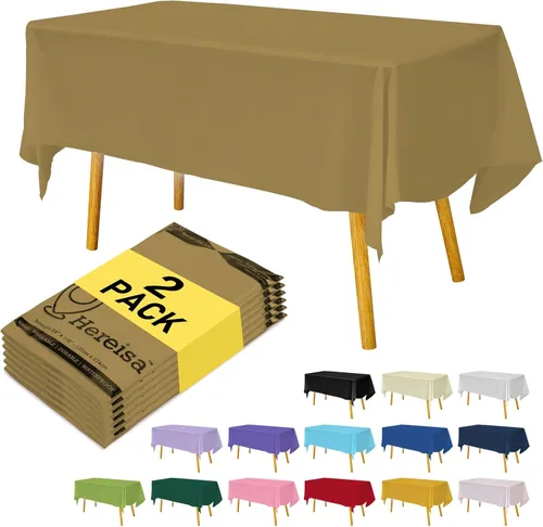 Miniatura 67 de Paquete de 3 manteles de plástico desechables de 54 x 108 pulgadas, manteles de color blanco hueso, manteles de fiesta nupcial para fiestas