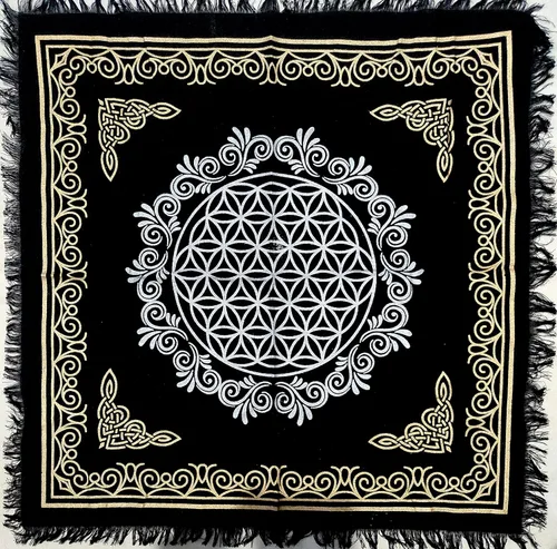 Miniatura 30 de CRAFT KALA Tela de altar planetas espirituales, estrellas rituales y galaxia, hermoso sistema solar, sistema solar, oro y plata, 24 x 24 pulgadas