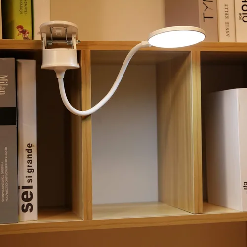 Miniatura 2 de Miady Lámpara con clip, luz de lectura a batería, abrazadera para cama con 3 niveles de brillo, recargable por USB (1 paquete)