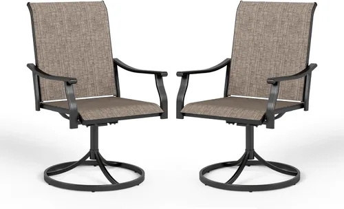 MFSTUDIO Juego de 2 sillas giratorias de comedor para patio, sillas giratorias para exteriores con respaldo alto, sillas de textileno para todo tipo