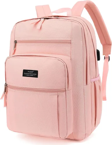 YGR Mochila de viaje para laptop, mochila antirrobo, casual, mochila delgada para computadora portátil, resistente al agua, bolsa de computadora Rosa