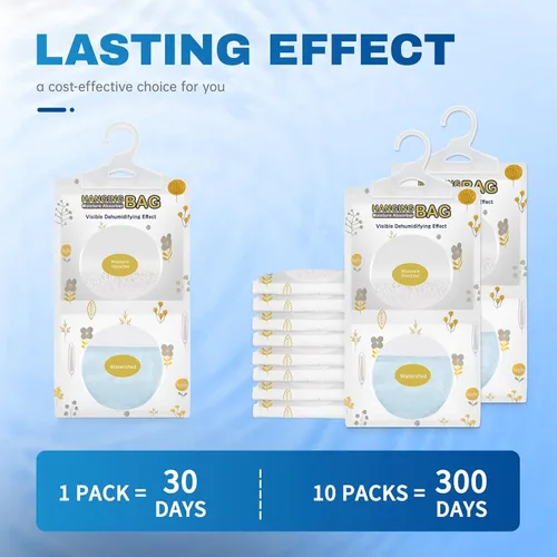 Miniatura 3 de Vacplus Paquetes absorbentes de humedad, paquete de 5 sin fragancia, paquetes de humedad, paquetes desecantes, bolsas deshumidificadoras de armario