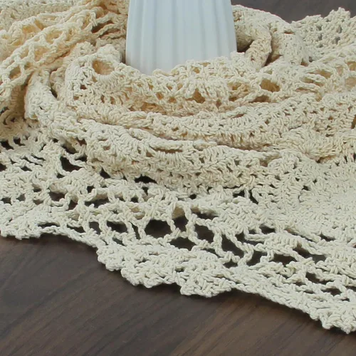 Miniatura 7 de kilofly Mantel de mesa hecho a mano con encaje de algodón de ganchillo, 15 x 43 pulgadas