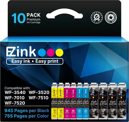 E-Z Ink Cartuchos de tinta remanufacturados de repuesto para 127XL para usar con Epson NX530 625 WF-3520 WF-3530 WF-3540 WF-7010 WF-7510 7520 545