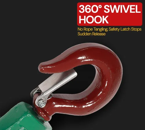 Miniatura 3 de Mytee Products Bloque de arrebate con gancho WLL 2 Toneladas Polea de 3"' + ' Cable de alambre de 3/8" Pulley para rescate con enrollamiento