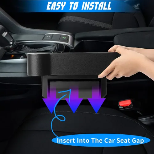 Miniatura 5 de Organizador de llenado de espacio para asiento de automóvil con inversor de corriente de protección múltiple de 12 V CC a 110 V CA, 4 USB de carga