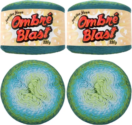 Miniatura 14 de JubileeYarn Hilo Ombré Blast - 220g/pastel Algodón Peso Bebé - Cripta de Hielo - 1 Pastel 119 Cripta de hielo