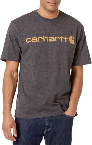 Carhartt - Camiseta de ajuste holgado para hombre, pesada, de manga corta con logotipo.