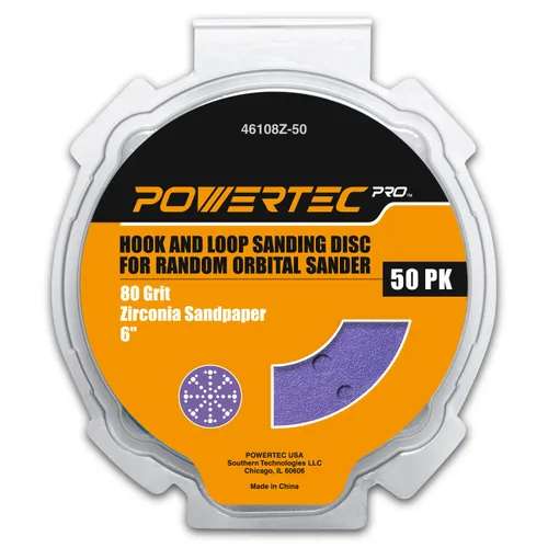 Miniatura 15 de POWERTEC PRO 45900C-45 - Disco de lijado surtido de 9 agujeros de 5 pulgadas, grano 80/120/220, discos de respaldo de gancho y bucle de cerámica