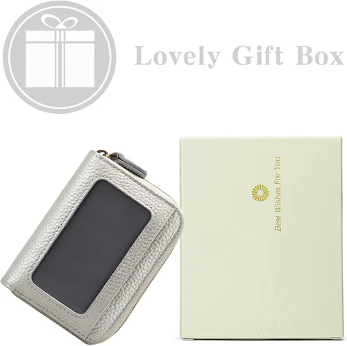 Miniatura 3 de GOIACII Cartera pequeña de cuero genuino para mujer, con bloqueo RFID para tarjetas de crédito