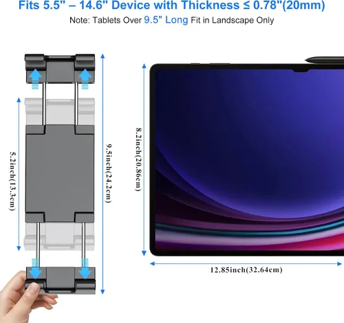 Miniatura 4 de PLDHPRO Soporte para iPad para Soporte de Micrófono, Soporte Ajustable de 2 Etapas Más Largo para Teléfono Tableta Música Micrófono, Montaje que se