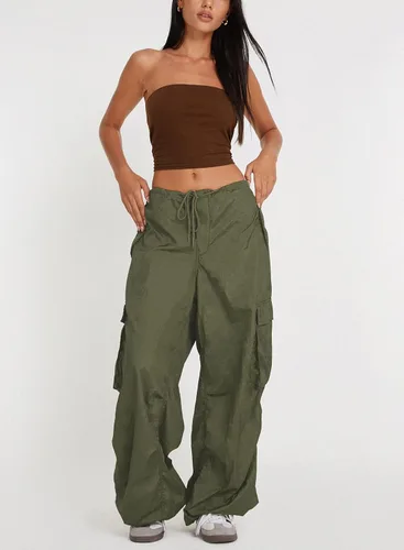 Miniatura 4 de ONIRIKE Pantalones de paracaídas para mujer, pantalones cargo holgados Y2K con cordón y bolsillo