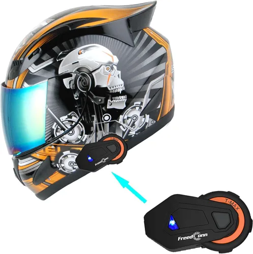 Miniatura 18 de 1Storm - Casco de cabeza completa para motocicleta, diseño de calavera mecánica HJDJ11