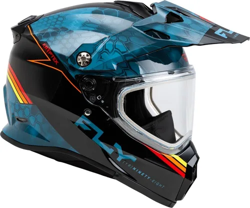 Miniatura 4 de Fly Racing Trekker Cold Weather MX ATV Off-Road Motorcycle Helmet Pizarra/Negro/Rojo (Dual Shield)