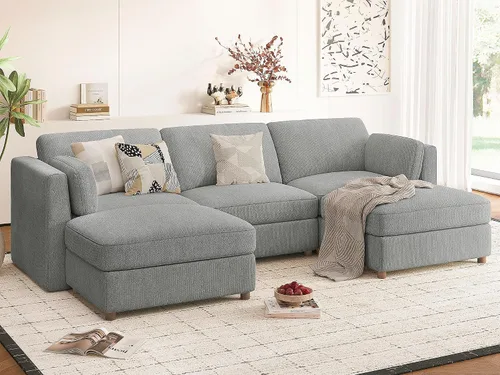 Miniatura 46 de Sofá biplaza extragrande de 83.5 pulgadas, sofás para sala de estar, sofá nube de felpilla de asiento profundo, sofá modular seccional, funda