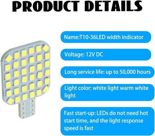 Miniatura 4 de AUCELI Bombillas LED T10 921 922 912 194 para caravana, 10 piezas de repuesto de luz LED interior súper brillante, 36-SMD 2835 bombillas blancas