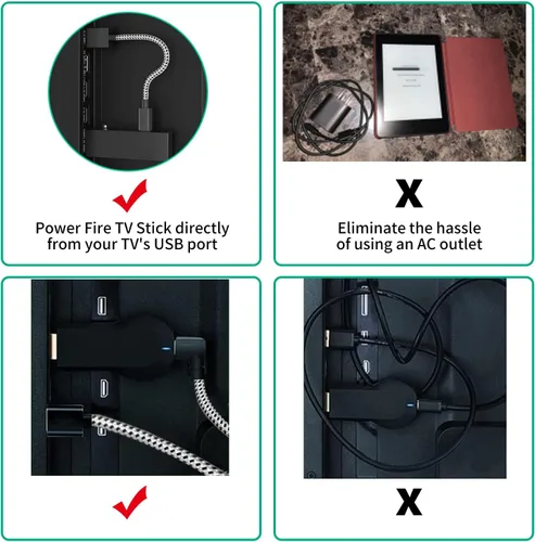 Miniatura 4 de Cable de alimentación USB para Fire Stick, cable adaptador de repuesto para enchufe, alimenta Amazon FireStick directamente desde el puerto USB