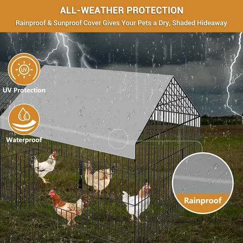 Miniatura 3 de Gallinero de 87 x 40 pulgadas, portátil, de metal, con cubierta impermeable, jaula para pollos para patio, al aire libre, granja, tractor de pollo