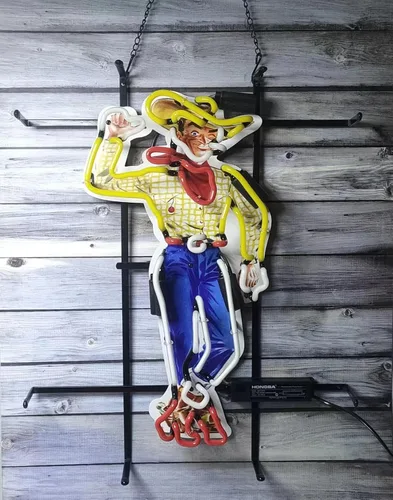 Miniatura 3 de Letreros de neón para decoración de pared Las Vegas Cowboy Sign Lámpara de luz con alta definición Vivid Printing Tech Artwork vidrio Neon Glass