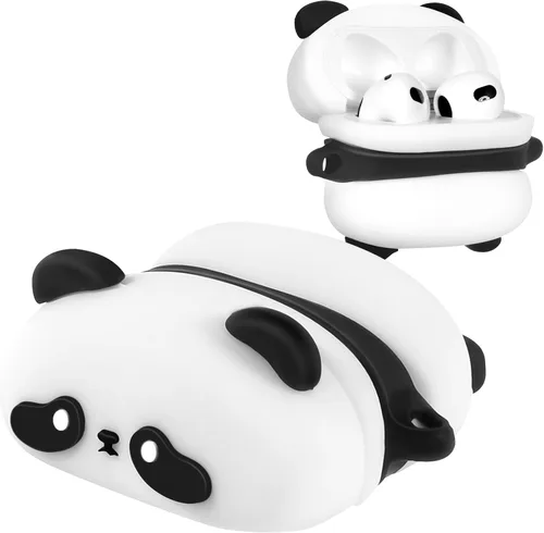 Miniatura 7 de Funda para AirPods 4 con llavero – Elegante a la moda para mujeres y niñas, de silicona 3D, diseño de perro kawaii femenino femenino único divertido