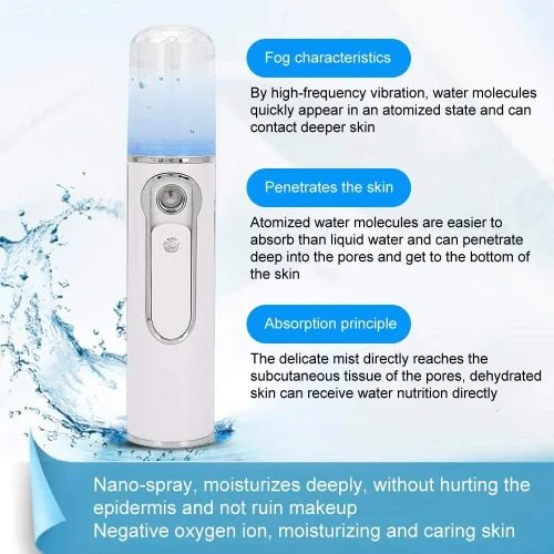 Miniatura 5 de Vapor, vaporizador iónico, vaporizador facial de niebla cálida, aerógrafo hidratante portátil para la piel, maquillaje hidratante de poros