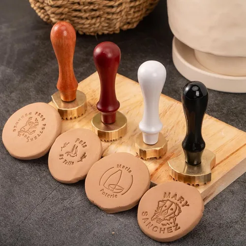 Sello de cerámica personalizado, sello de latón de 0.472 in de grosor, sello para arcilla, regalos para cerámica, sello de arcilla, sello