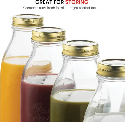 Miniatura 3 de Bormioli Rocco Quattro Stagioni - Botella de leche de vidrio de 33.75 onzas / 1 litro con tapa hermética, ideal para botella de preparación