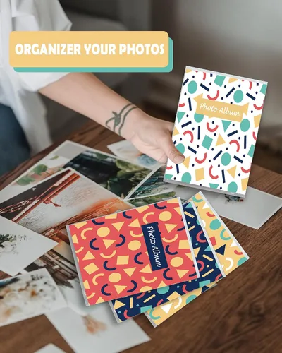 Miniatura 5 de Álbum de fotos pequeño de 4 x 6 para fotos, juego de 4, capacidad para 36 fotos cada una, capacidad de 144, 4 patrones, fundas flexibles extraíbles