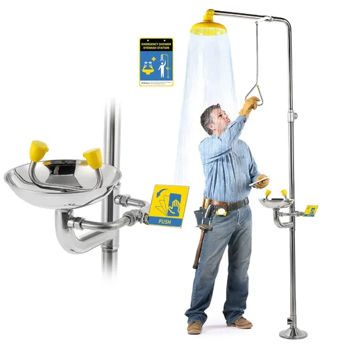 Combinación de estación de lavado de ojos y ducha, estación de lavado de ojos de ducha de emergencia aprobada por OSHA, unidad de lavado de ojos de