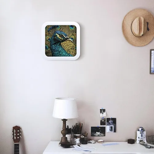 Miniatura 6 de 10" Square Modern Wall Clock,Animal Patterns Print Kitchen Clocks Wall Battery Operated,Silent Non Ticking Unique Funny Cute Wall Clock for Living