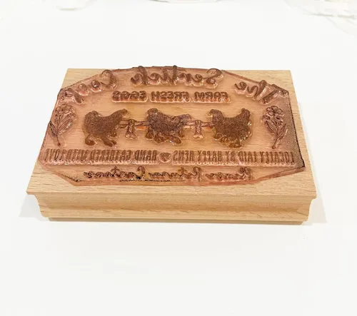 Miniatura 4 de Sellos personalizados de cartón de huevos frescos de granja, huevos de gallina, reunidos a mano con amor, sello de goma de madera