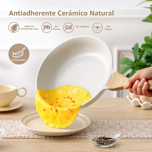 Miniatura 2 de SENSARTE Juego de utensilios de cocina de cerámica antiadherente de 16 piezas, juego de ollas y sartenes saludables, juego de cocina no tóxico