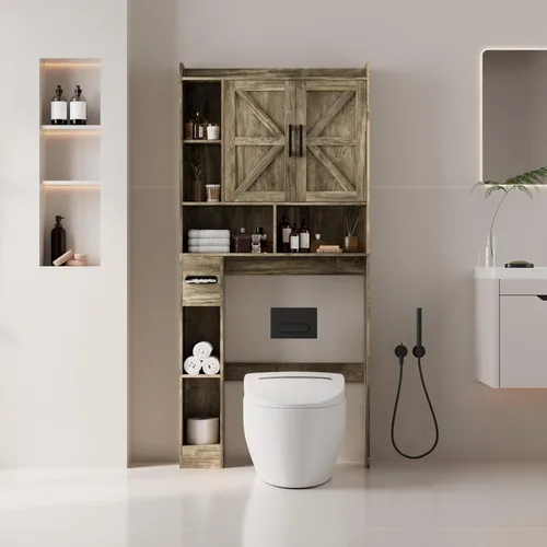 NUNU LAB Gabinete de almacenamiento sobre el inodoro, sobre gabinetes de inodoro, gabinete de almacenamiento de baño, gabinete de almacenamiento WD