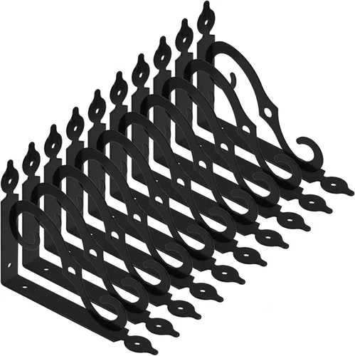 Miniatura 9 de Luomorgo 10 soportes decorativos en L para estantes, montaje en pared, en forma de L, soporte flotante para estante de metal resistente, soporte